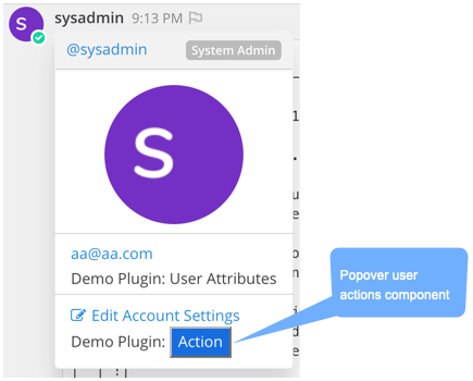 popover user actions component