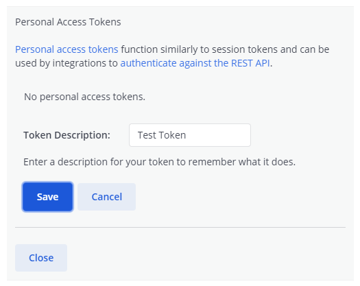 Save the Access Token with a description.