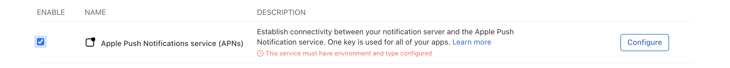 Enable APNs
